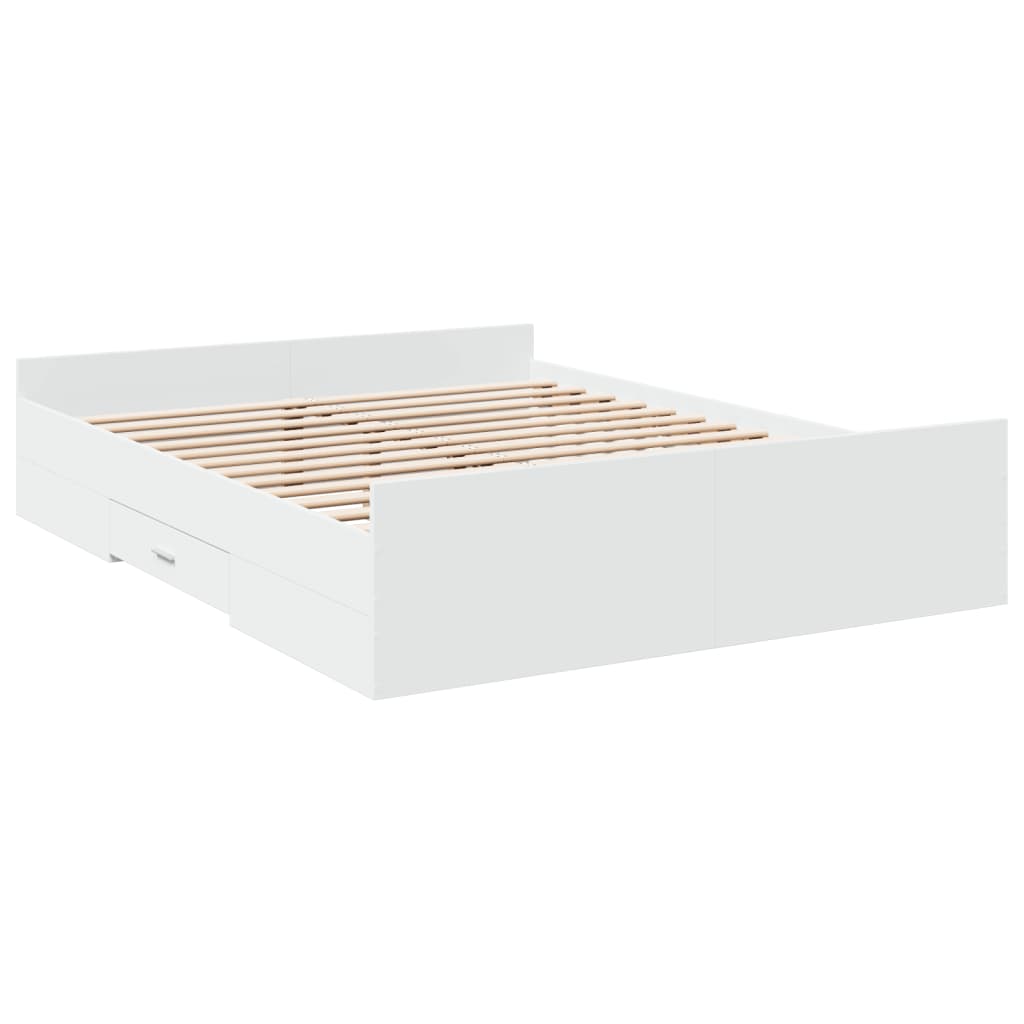 Estructura cama con cajones madera sintetizada Nexus blanca 160x200 cm