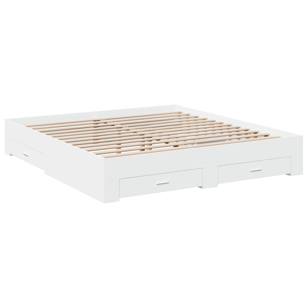 Estructura cama con cajones madera sintetizada Nexus blanca 180x200 cm