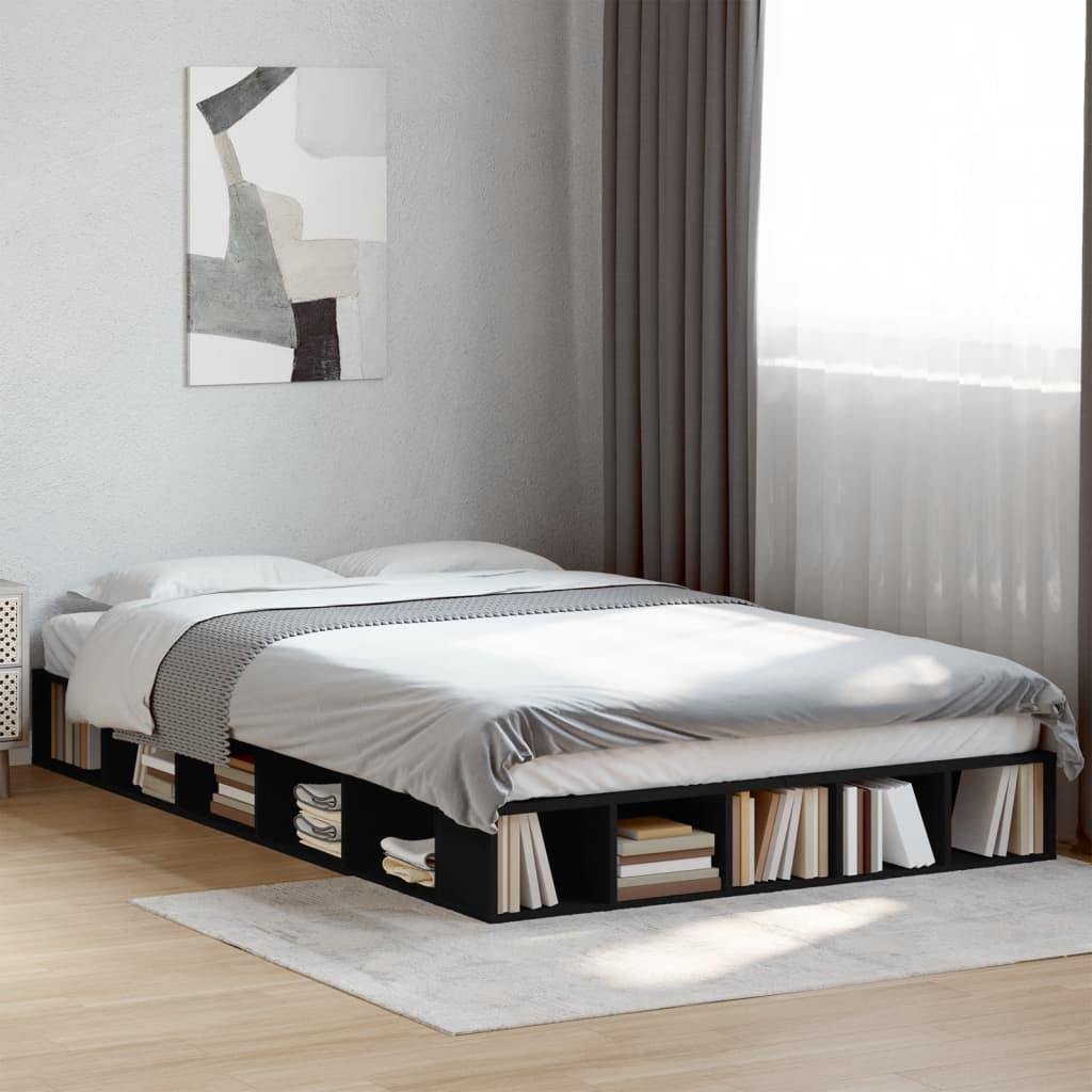 Vetonek Estructura de cama madera de ingeniería negra 120x200 cm