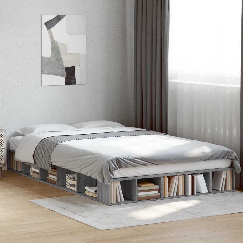 Vetonek Estructura de cama madera de ingeniería gris Sonoma 120x200 cm