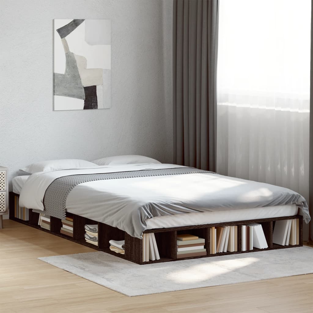 Vetonek Estructura de cama madera de ingeniería marrón roble 140x190 cm