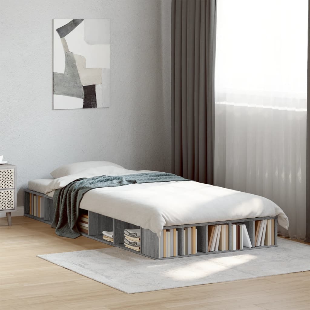 Vetonek Estructura de cama madera de ingeniería gris Sonoma 90x200 cm