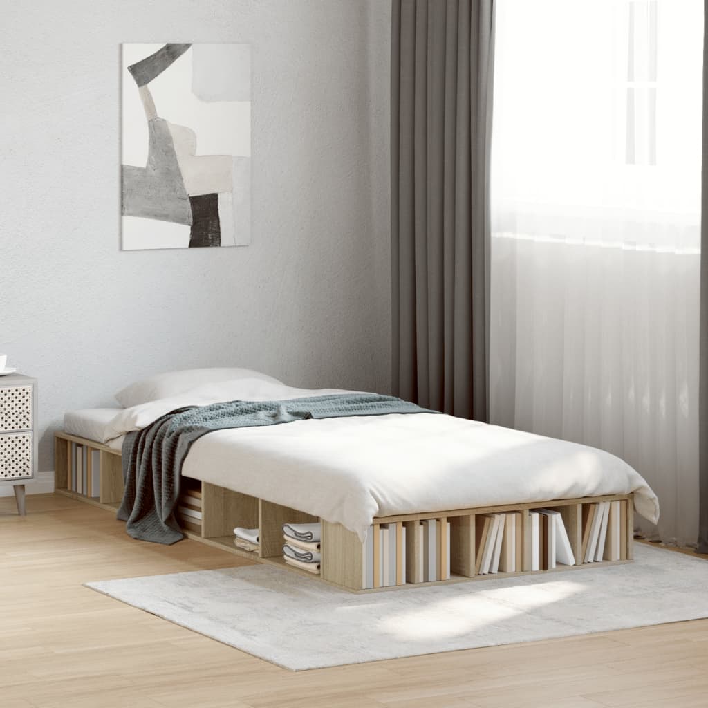 Vetonek Estructura de cama madera de ingeniería roble Sonoma 90x190 cm