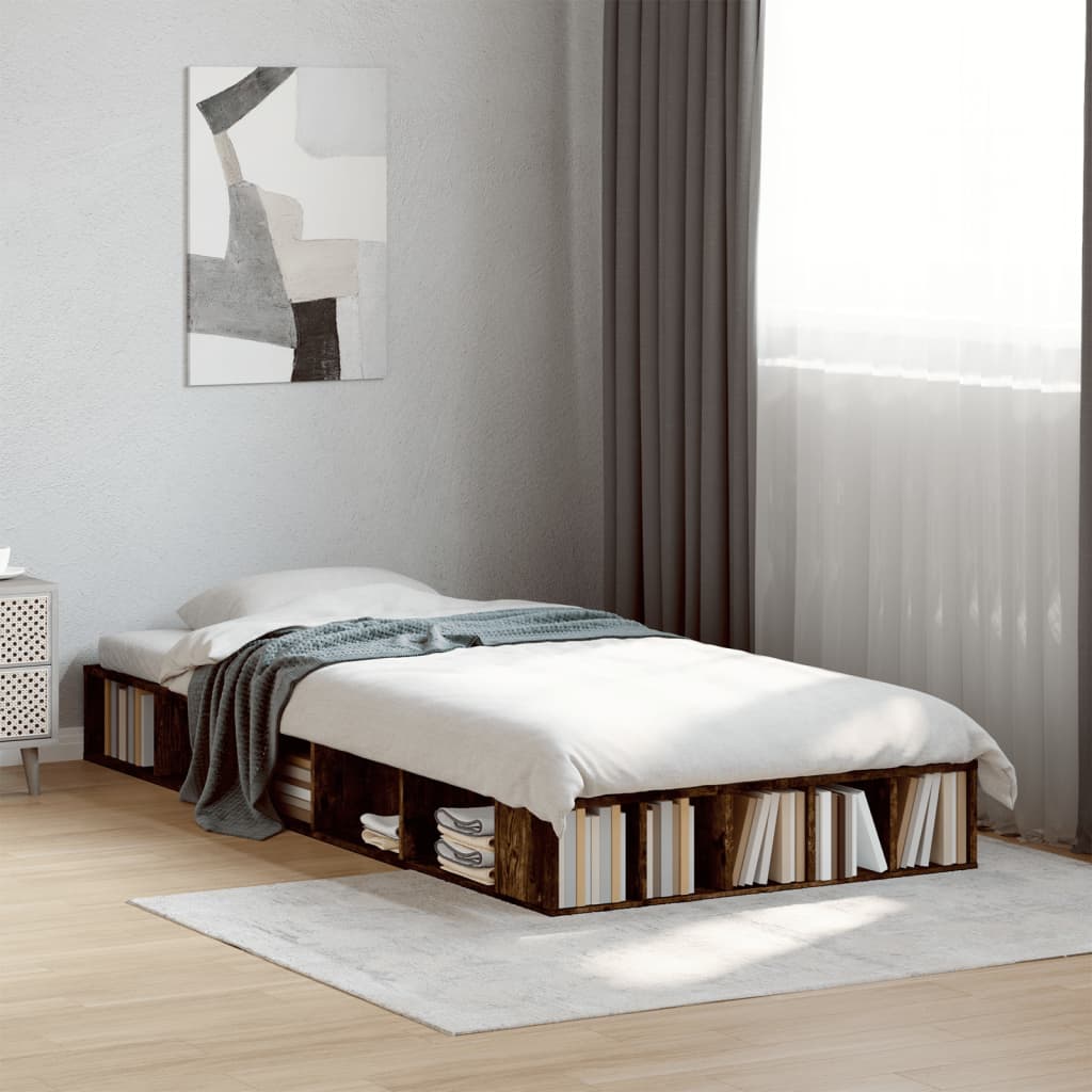 Vetonek Estructura de cama madera de ingeniería roble humo 75x190 cm