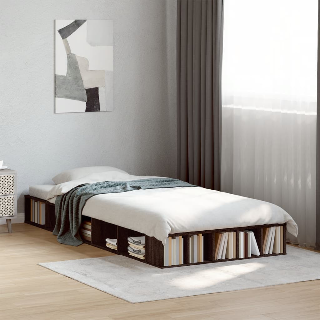 Vetonek Estructura de cama madera de ingeniería roble marrón 75x190 cm