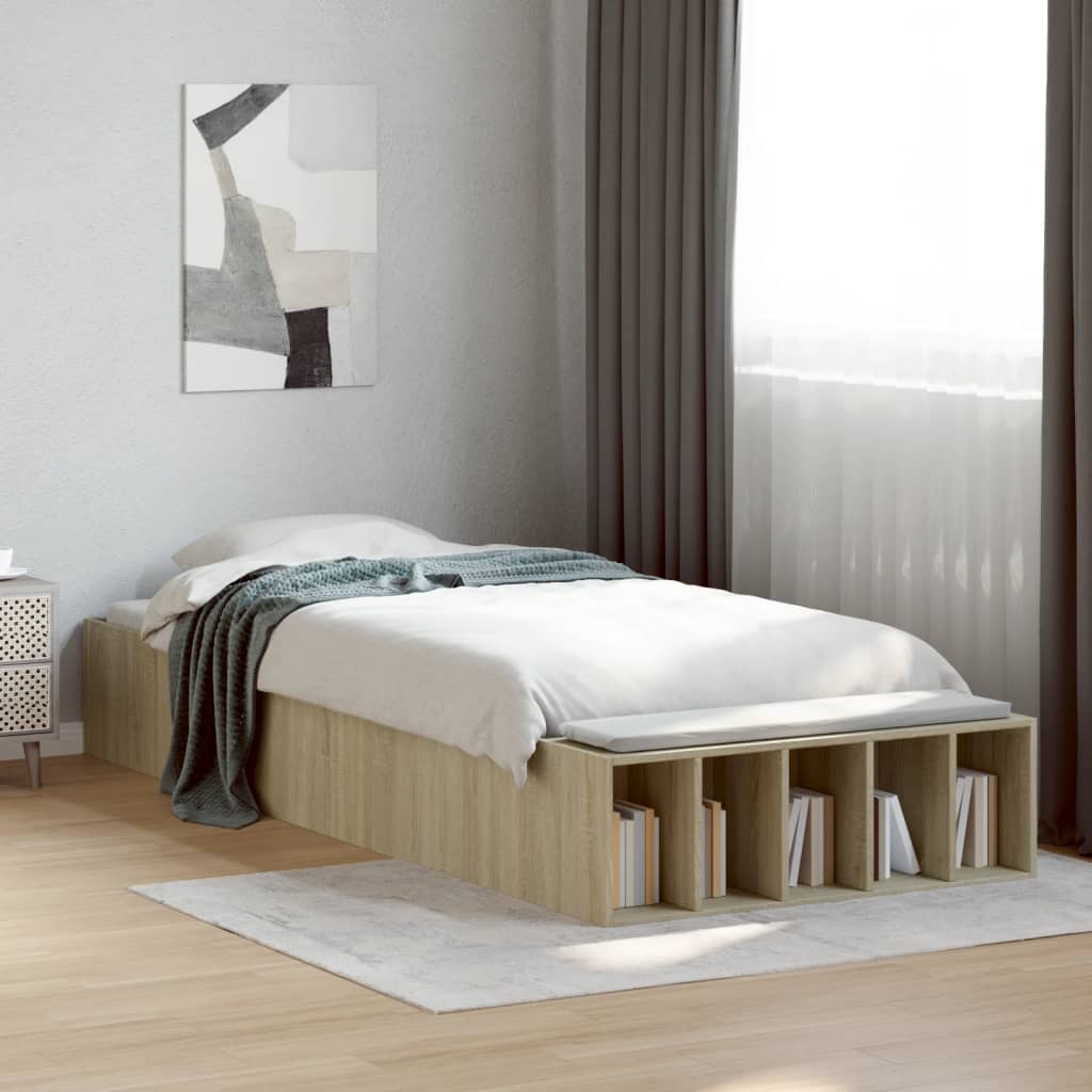 Vetonek Estructura de cama madera de ingeniería roble Sonoma 90x200 cm