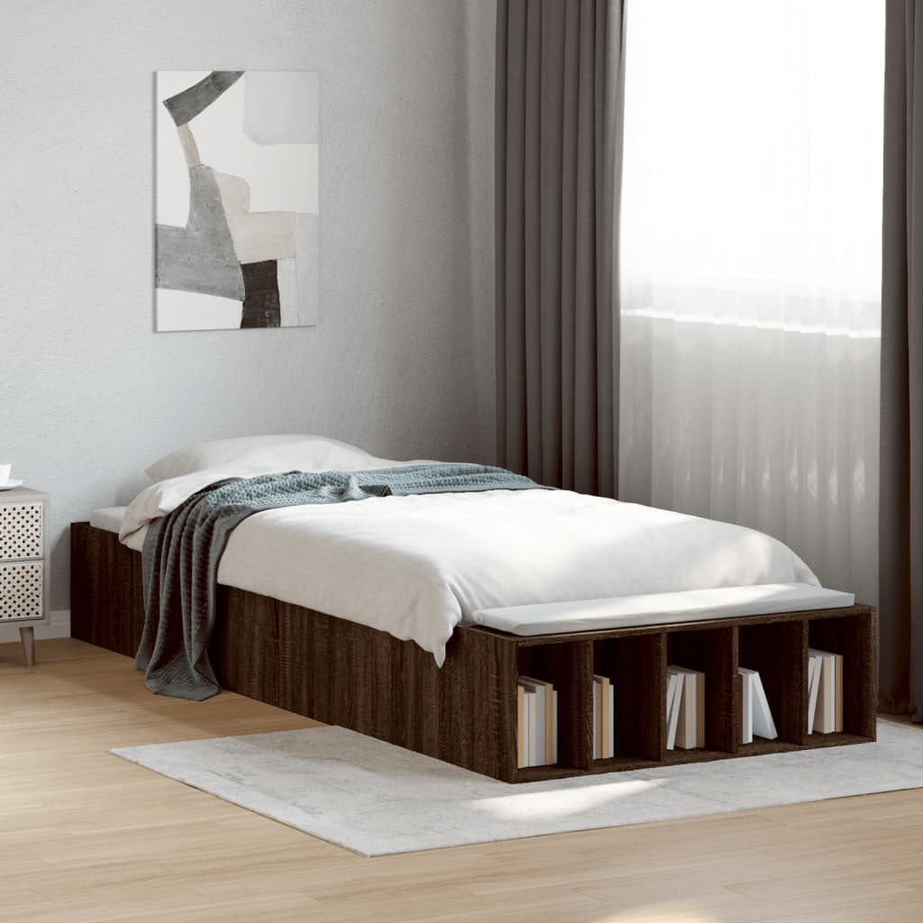 Vetonek Estructura de cama madera de ingeniería roble marrón 90x200 cm