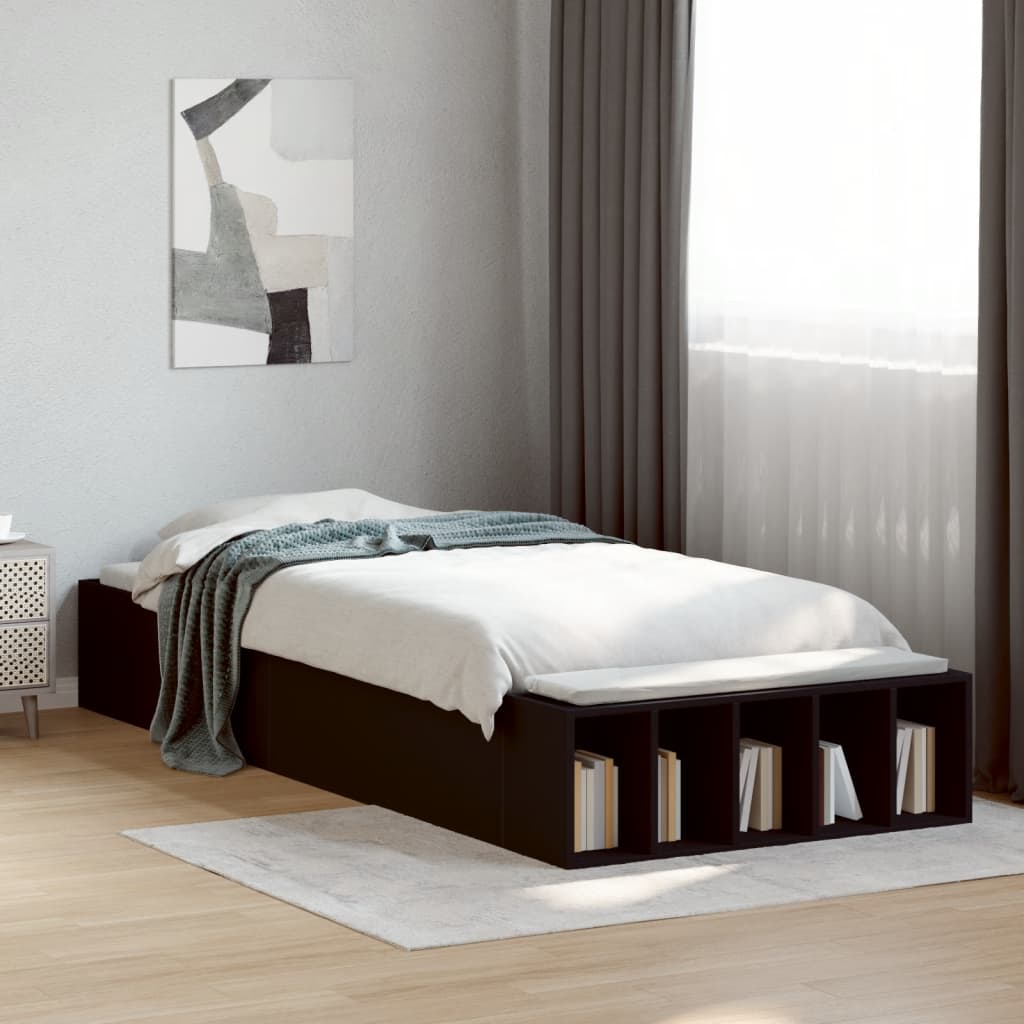 Vetonek Estructura de cama madera de ingeniería negra 75x190 cm