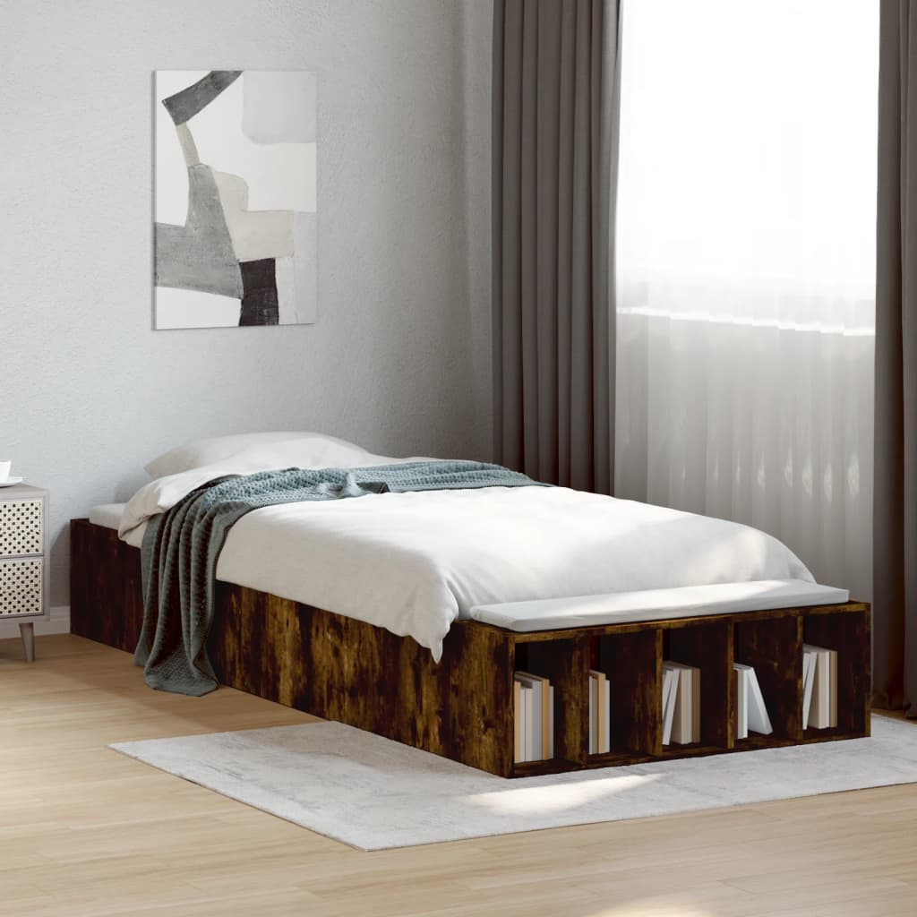 Vetonek Estructura de cama madera de ingeniería roble humo 75x190 cm