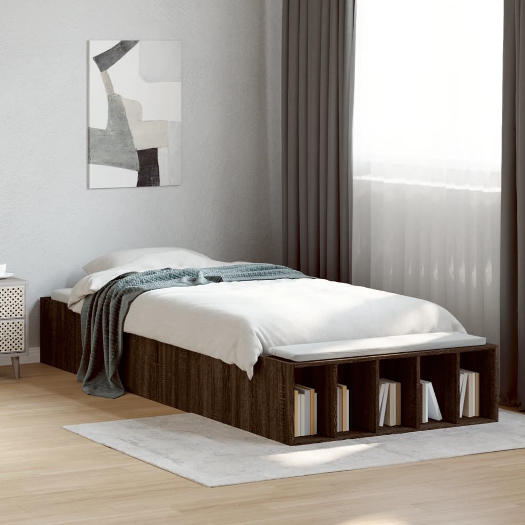 Vetonek Estructura de cama madera de ingeniería roble marrón 75x190 cm