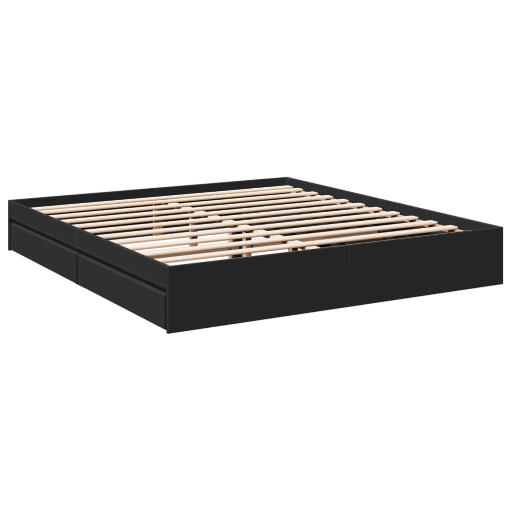 Bed Structure With Synthesized Wood Black Nexus 200x200 cm