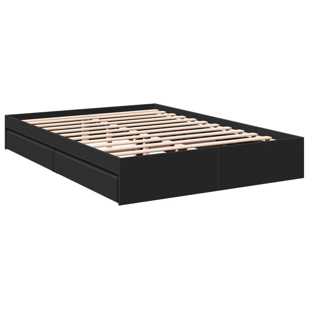 Bed Structure With Synthesized Wood Black Nexus 160x200 cm