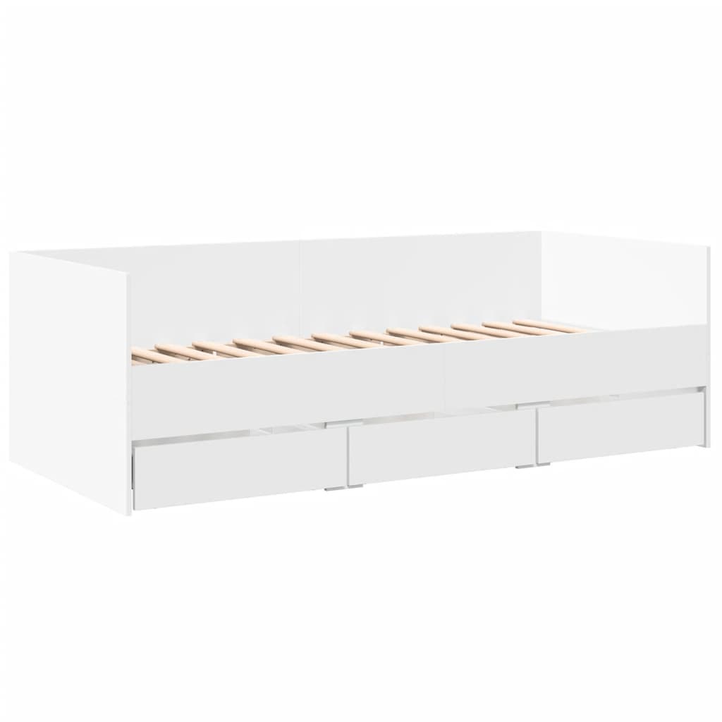 Sofá -cama com gavetas sem colchão branco 90x190 cm