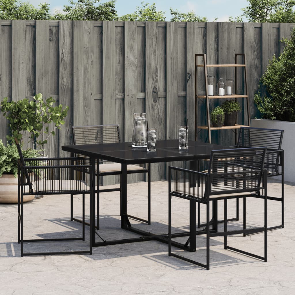 Garden chairs with 4 units Black synthetic rattan