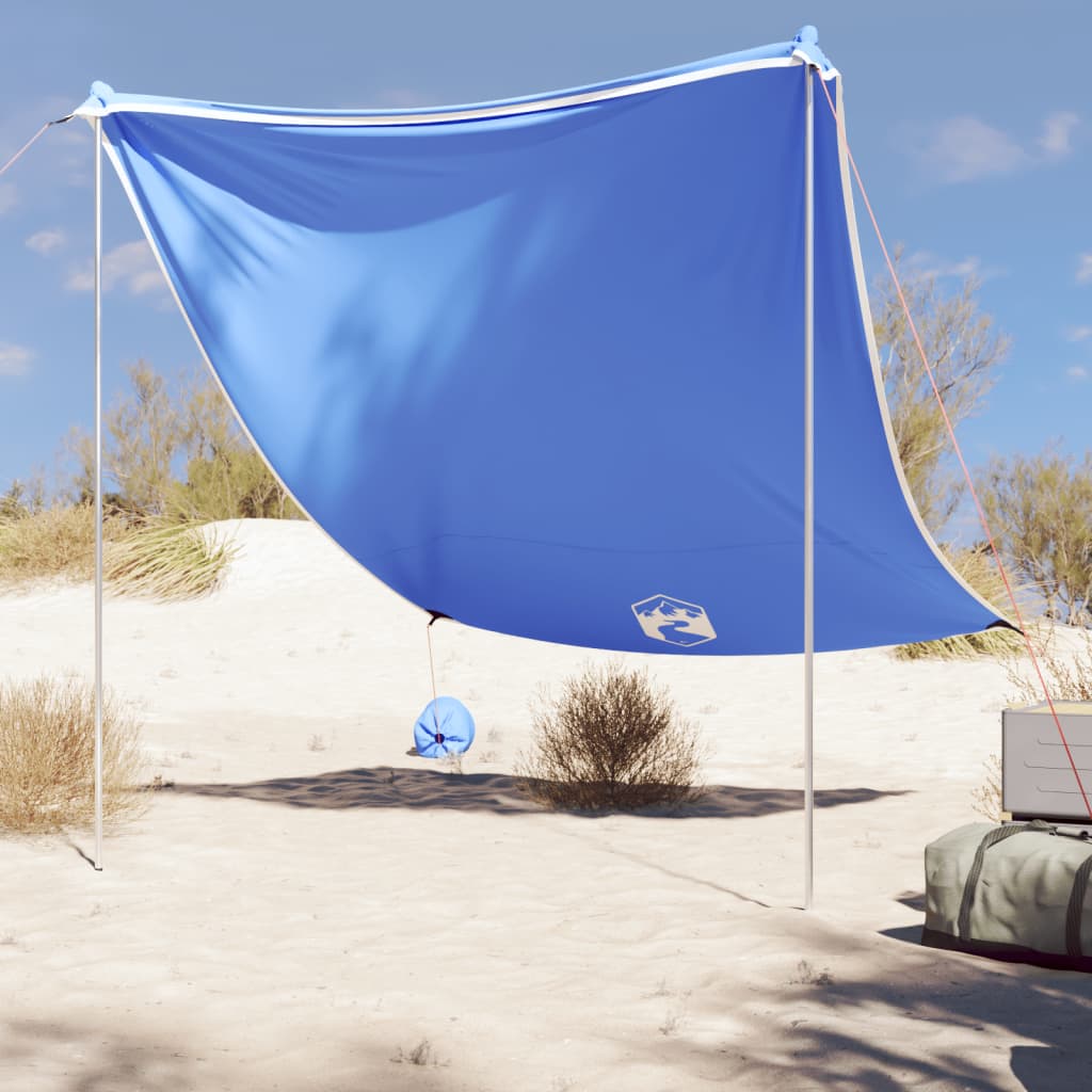 Vetonek Toldo de playa con anclas de arena azul 214x236 cm