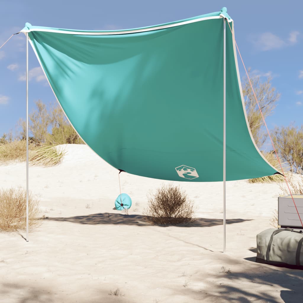 Vetonek Toldo de playa con anclas de arena verde 214x236 cm