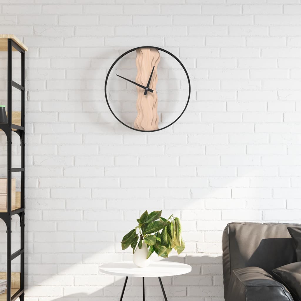 Vetonek Reloj de pared de hierro y madera de roble marrón Ø35 cm