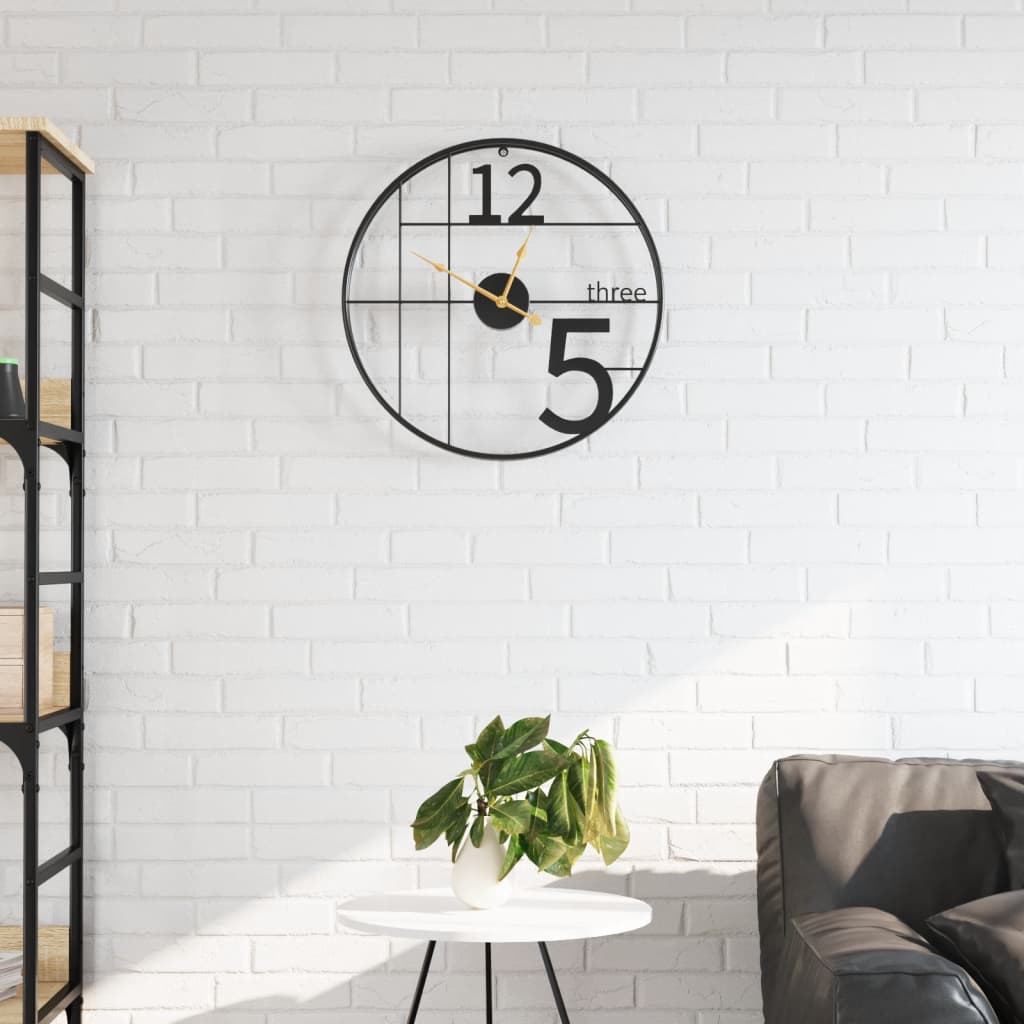 Vetonek Reloj de pared de hierro negro Ø50 cm