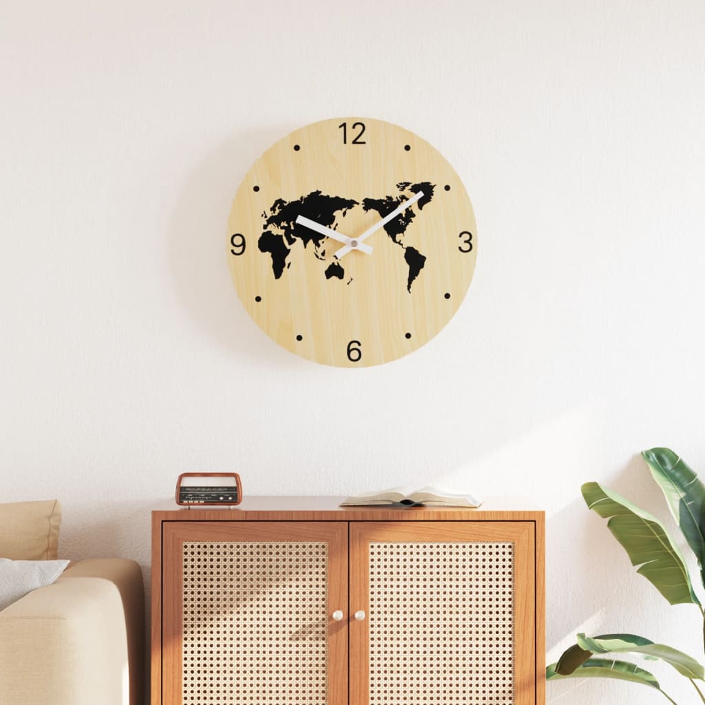 Vetonek Reloj de pared de madera de ingeniería amarillo y negro Ø30 cm