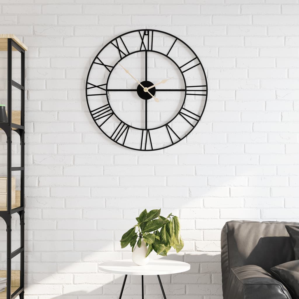 Vetonek Reloj de pared de hierro negro Ø50 cm