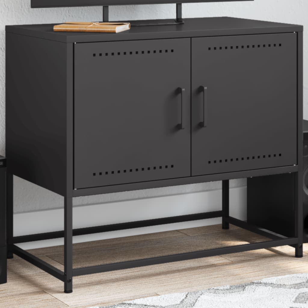 Vetonek Mueble para TV de acero negro 68,5x39x60,5 cm