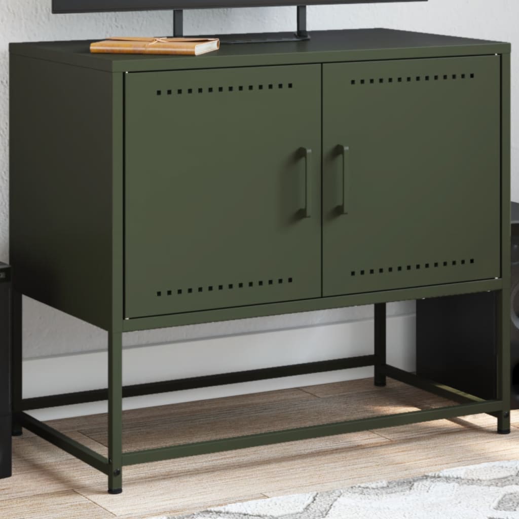 Vetonek Mueble para TV de acero verde oliva 68,5x39x60,5 cm