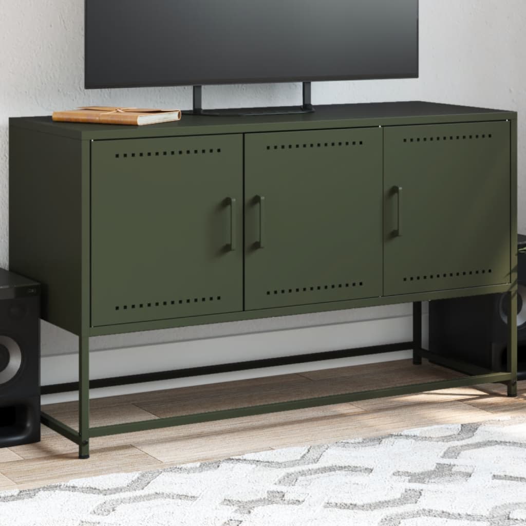 Vetonek Mueble para TV de acero verde oliva 100,5x39x60,5 cm