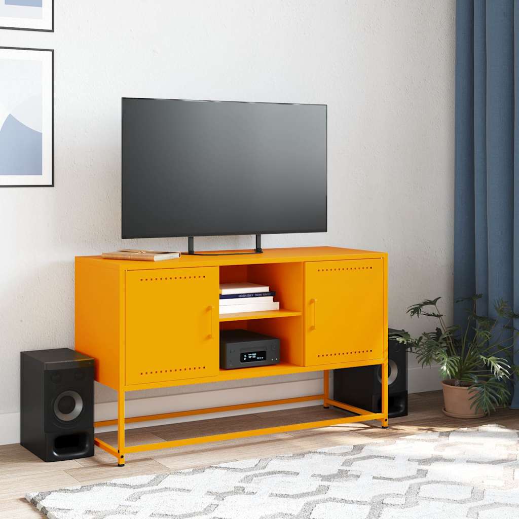 Mueble para TV de acero amarillo mostaza 100,5x39x60,5 cm