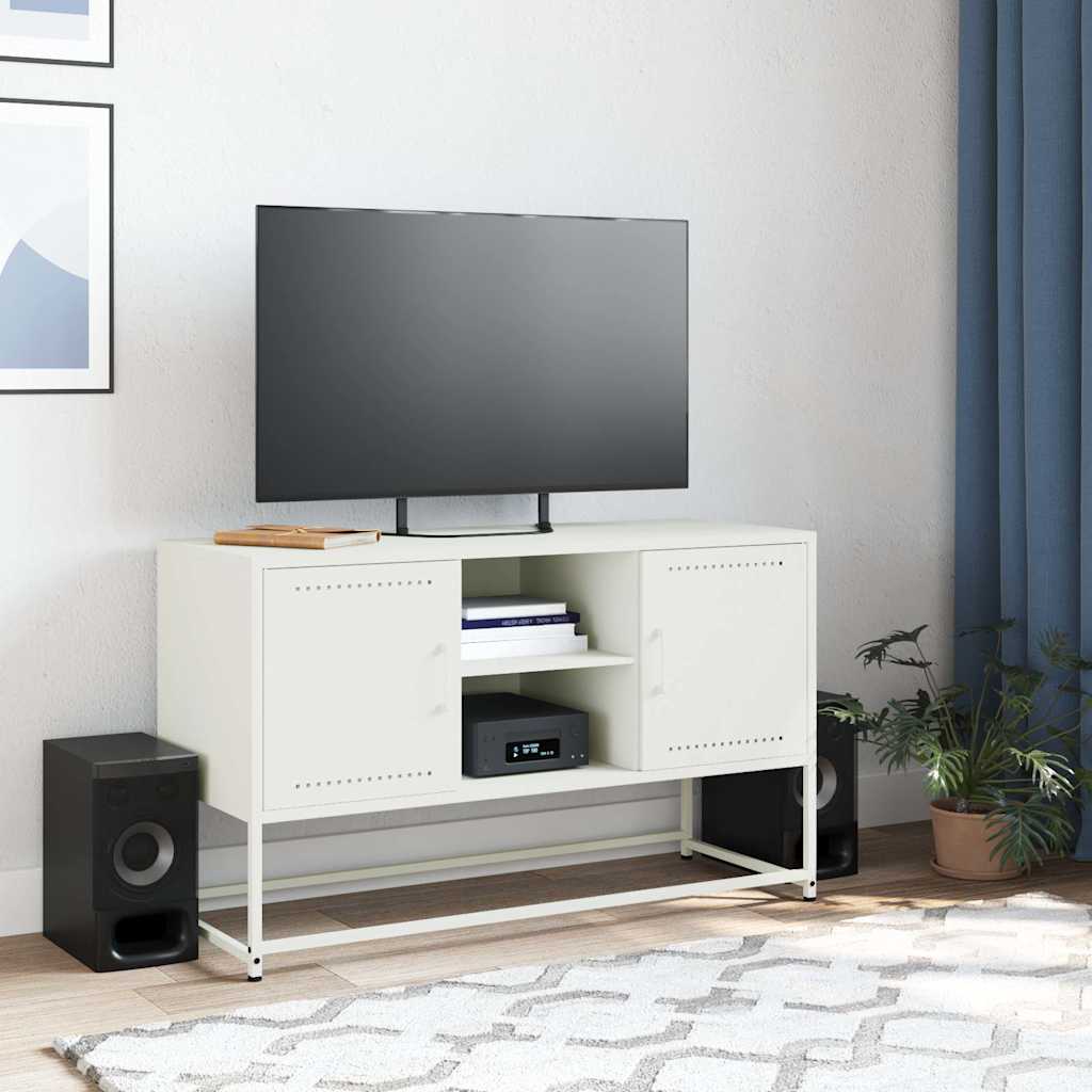 Mueble para TV de acero blanco 100,5x39x60,5 cm