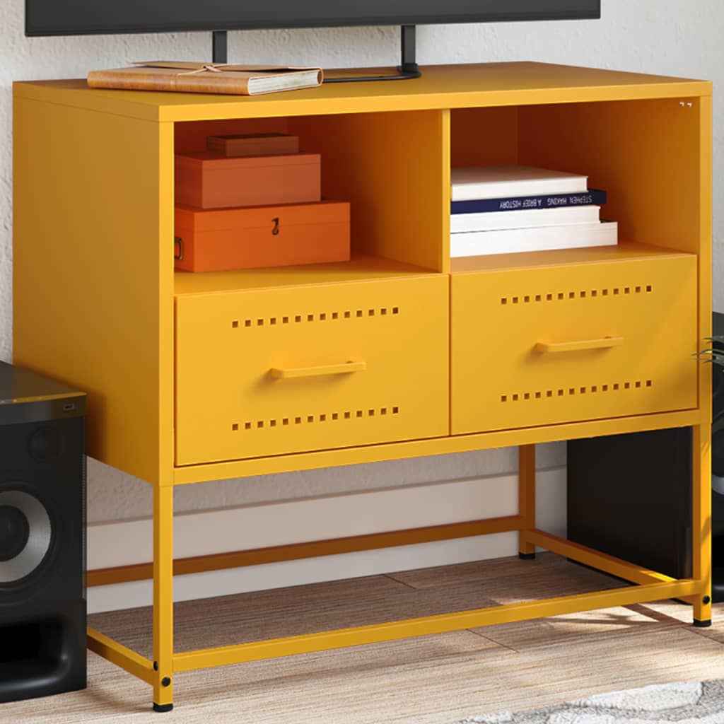 Vetonek Mueble para TV de acero amarillo mostaza 68x39x60,5 cm