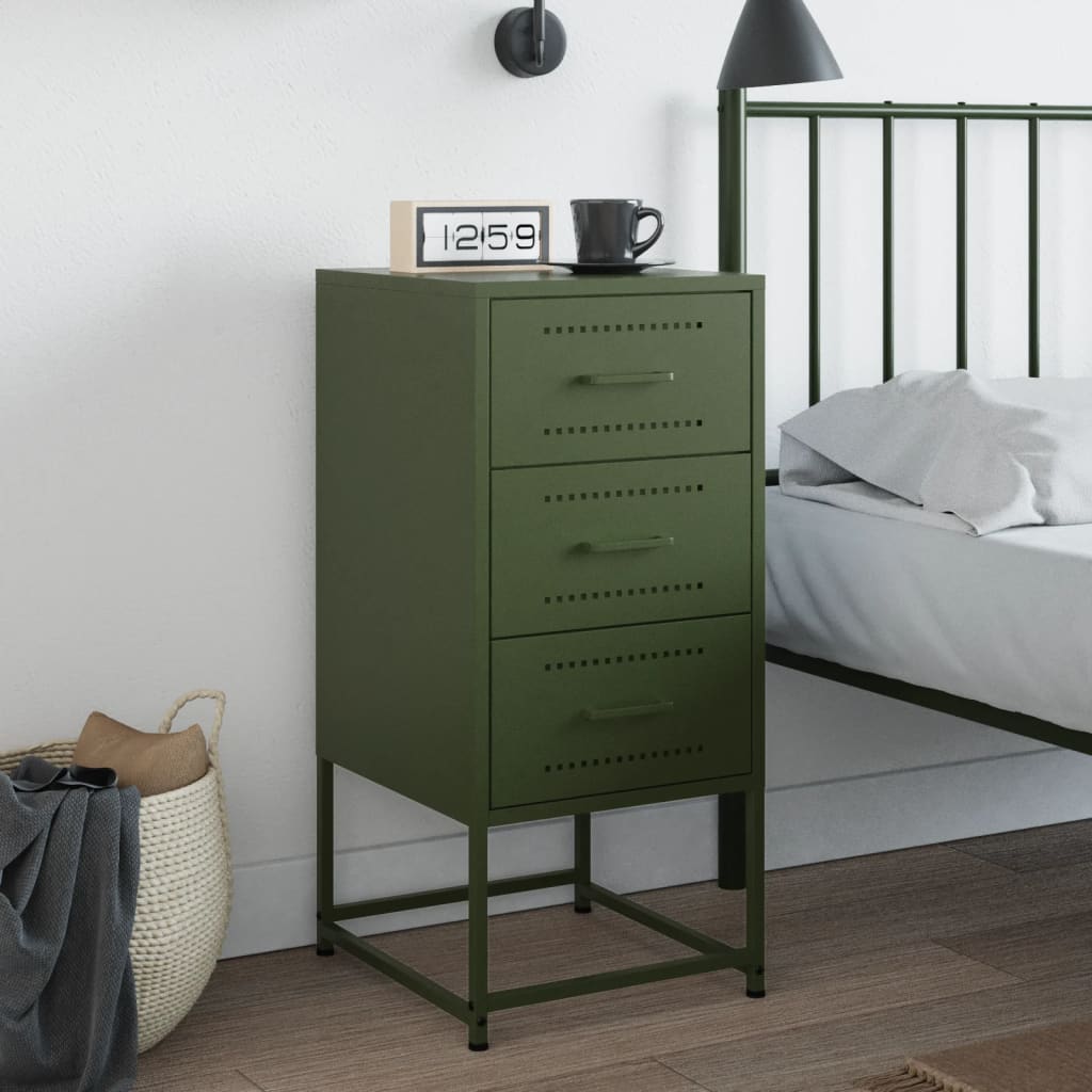 Table de nuit Oliva Green Steel 36x39x78 cm