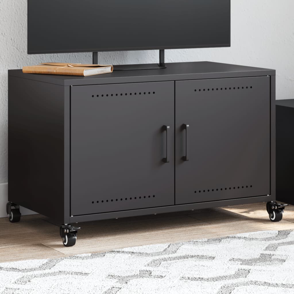 Vetonek Mueble de TV acero negro 68x39x43,5 cm