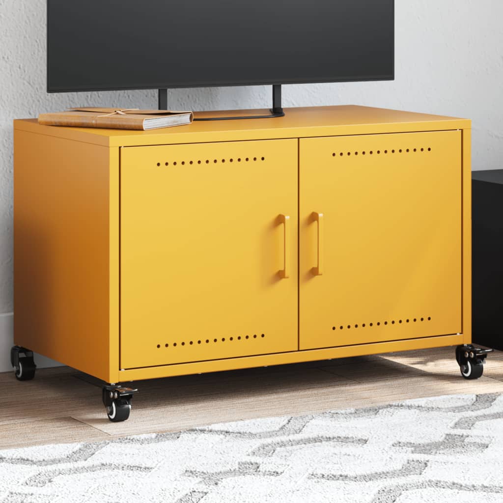 Vetonek Mueble de TV acero amarillo mostaza 68x39x43,5 cm