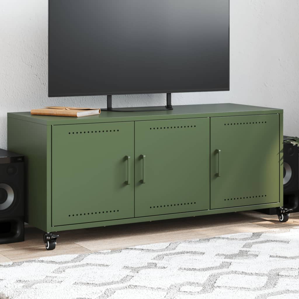 Vetonek Mueble de TV de acero verde oliva 100,5x39x43,5 cm