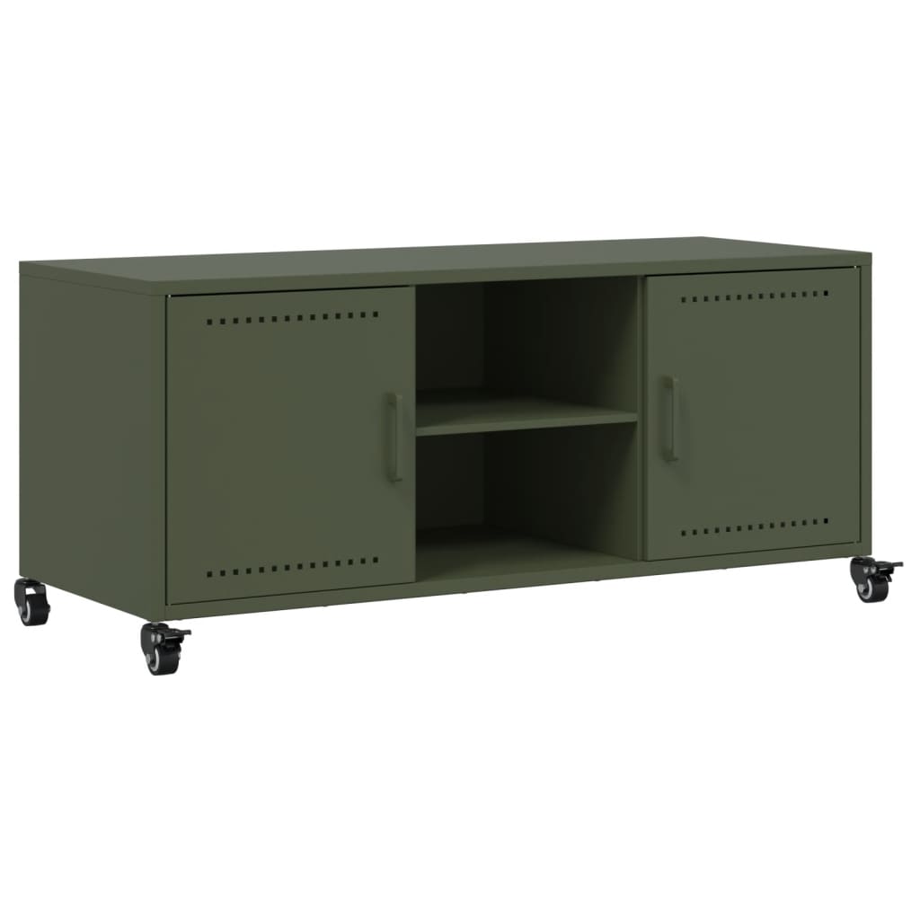 Vetonek Mueble de TV de acero verde oliva 100,5x39x43,5 cm