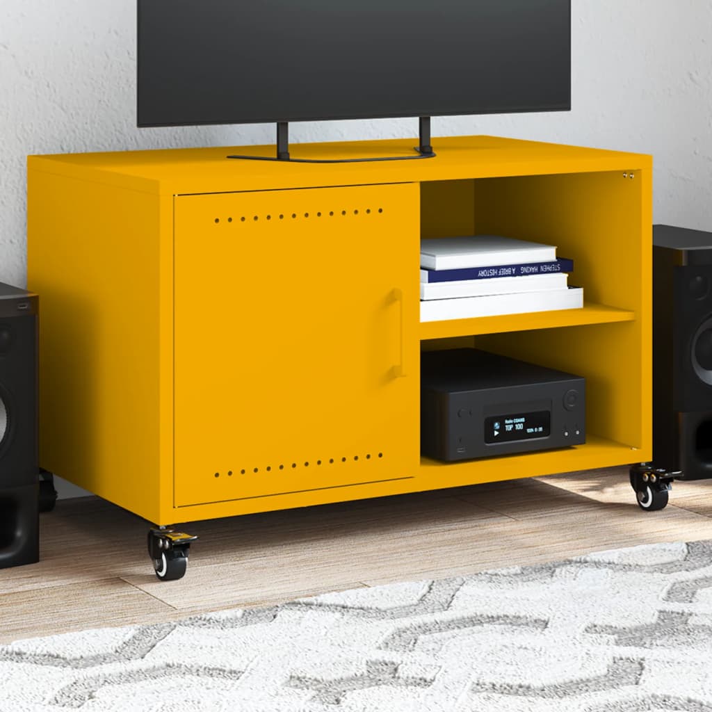 Vetonek Mueble de TV acero amarillo mostaza 68x39x43,5 cm