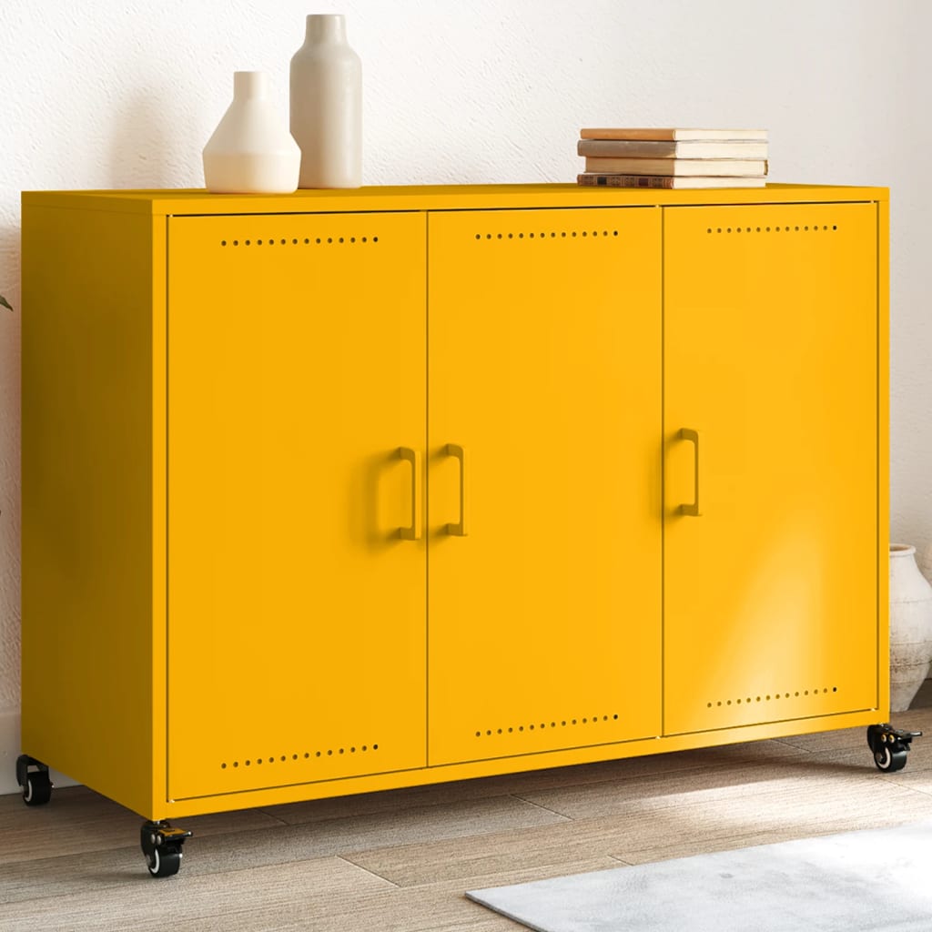 Vetonek Aparador de acero amarillo mostaza 100,5x39x72 cm