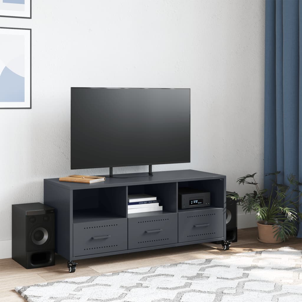 TV furniture gray steel anthracite 100.5x39x43.5 cm