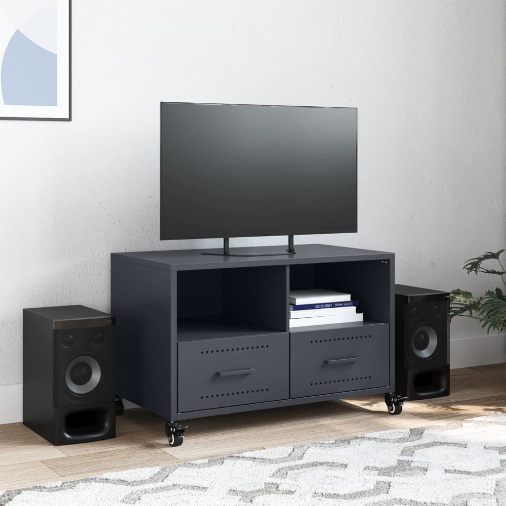 TV furniture gray steel anthracite 68x39x43.5 cm