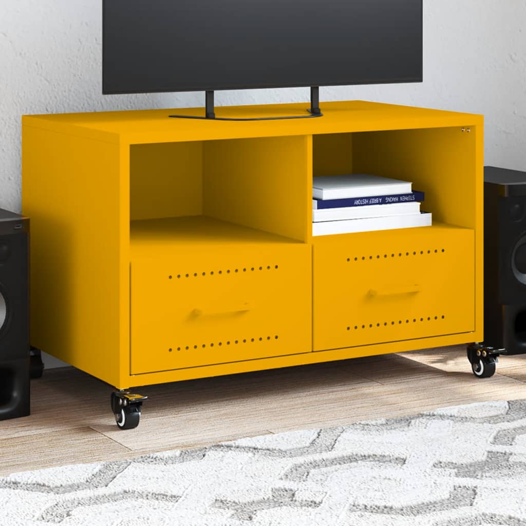 Vetonek Mueble de TV acero amarillo mostaza 68x39x43,5 cm