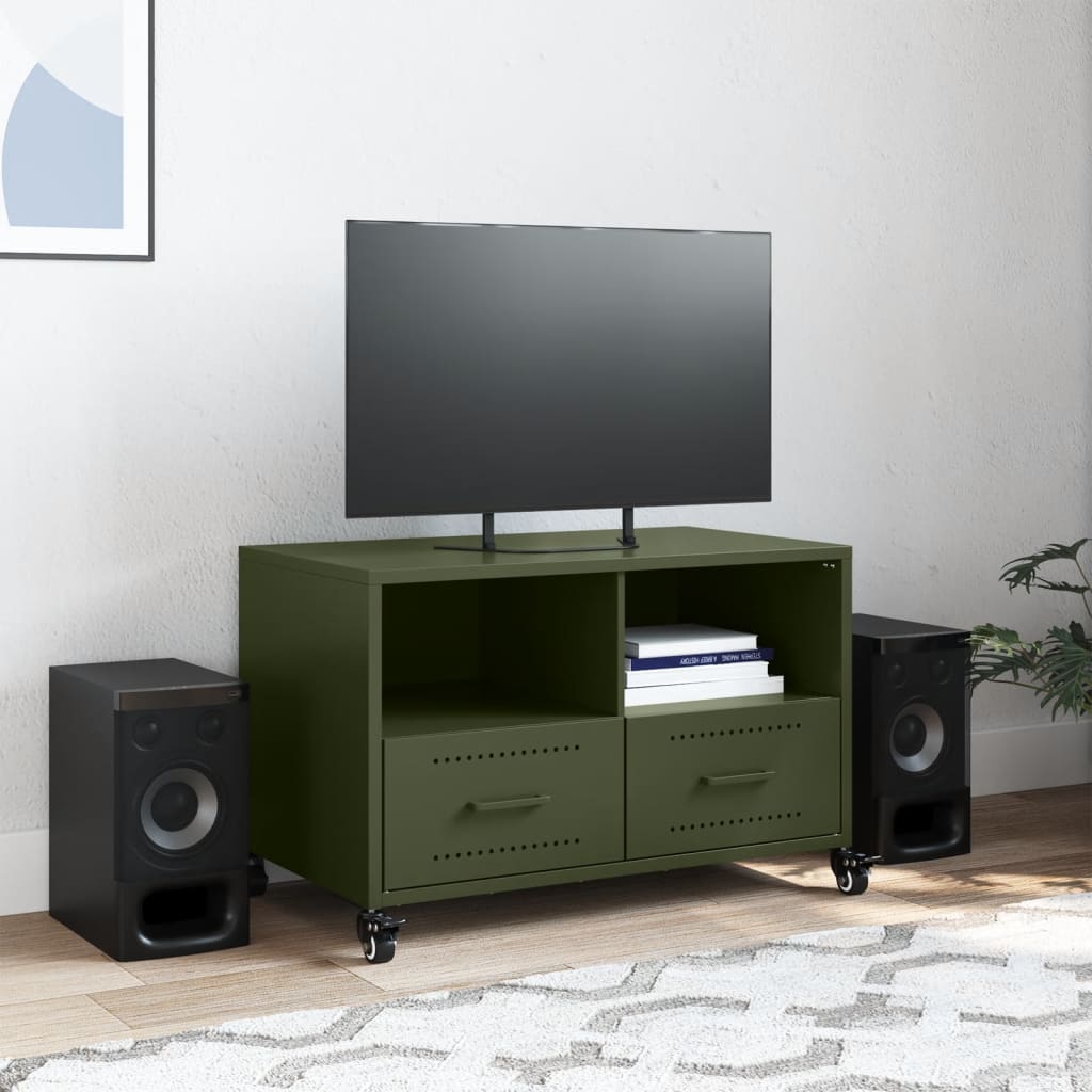 Móveis de TV de aço verde 68x39x43.5 cm