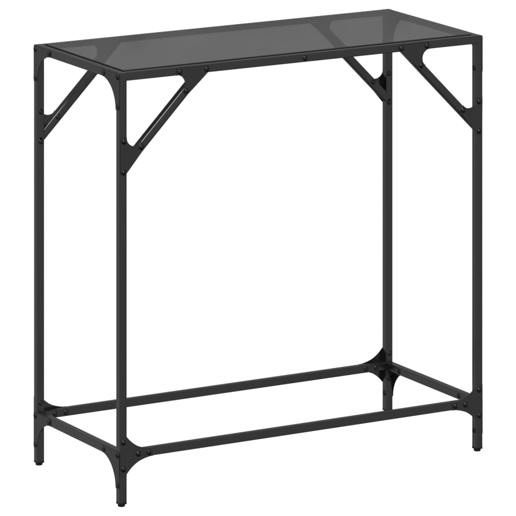 Vetonek Mesa consola con superficie de vidrio negro acero 80x35x81 cm