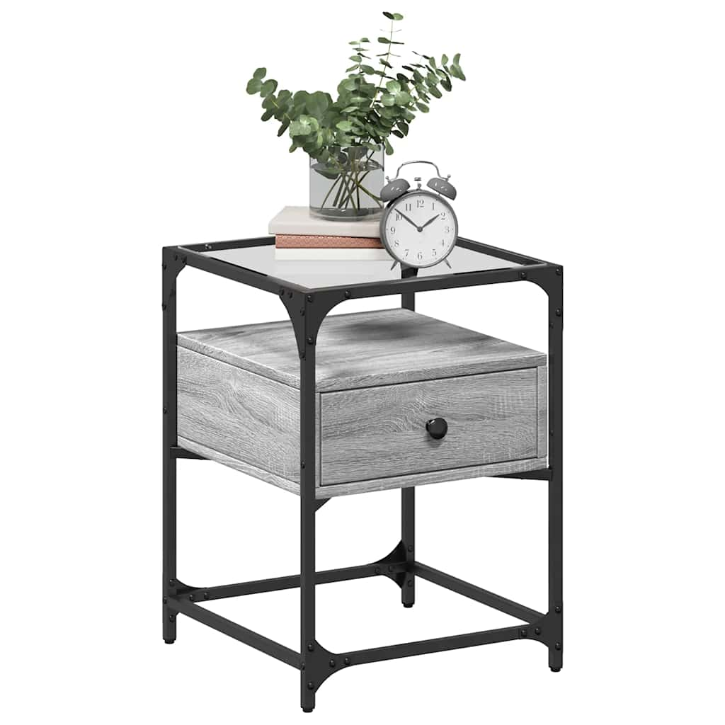 Mesita de noche 2 uds madera sintetizada Nexus gris Sonoma 40x40x55 cm - Vetonek