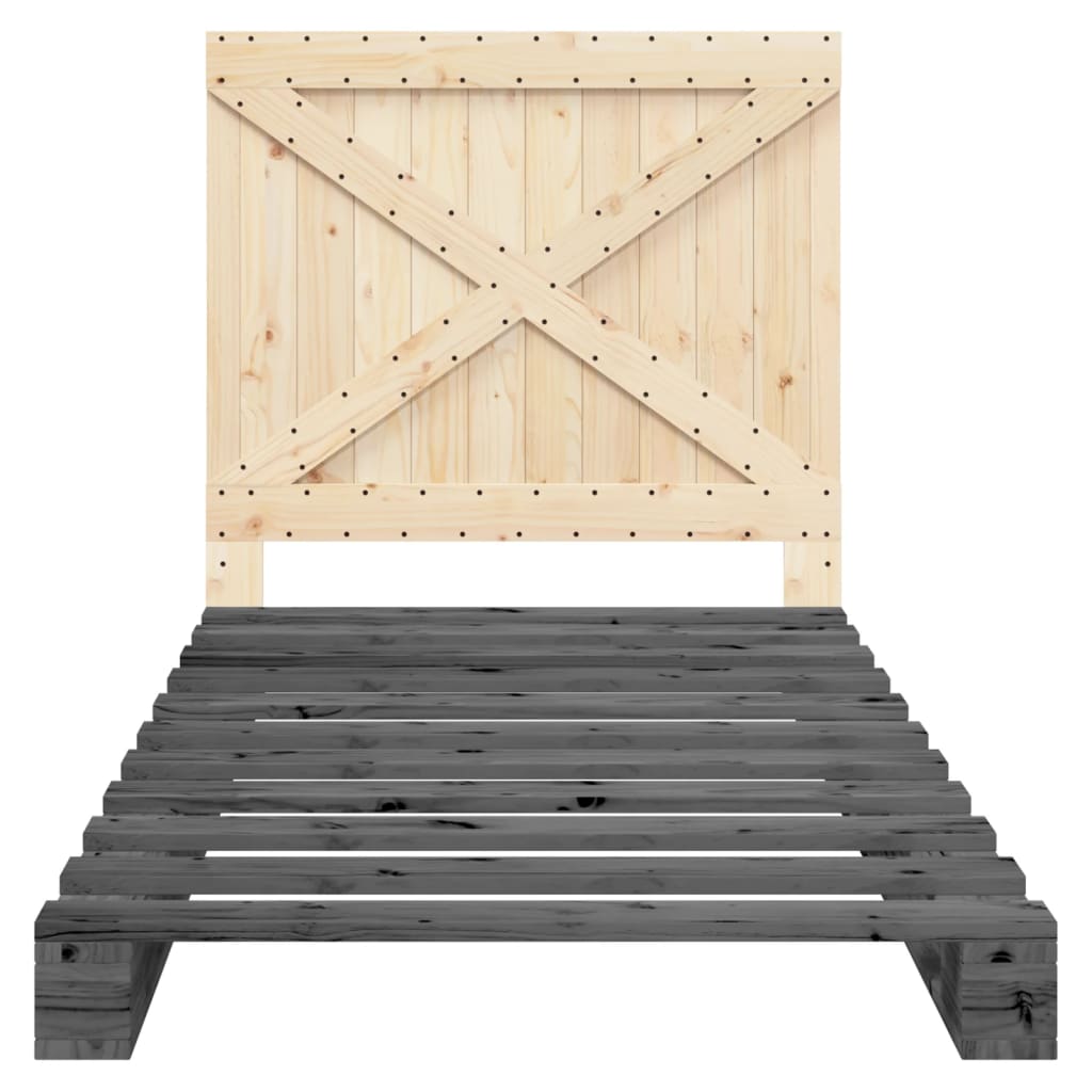 Estrutura de cama em madeira de pinho cinza com cabeceira 100x200cm V9937 Vetonek