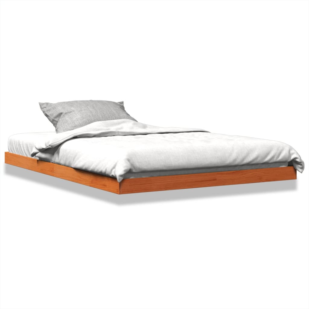 Vetonek Estructura de cama sin colchón madera maciza marrón 135x190 cm