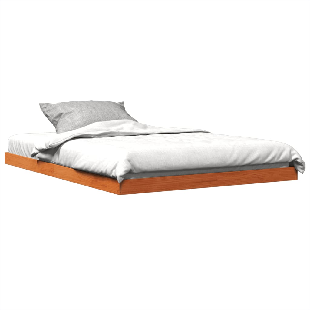 Estructura de cama sin colchón madera maciza marrón 135x190 cm v0360 - Vetonek