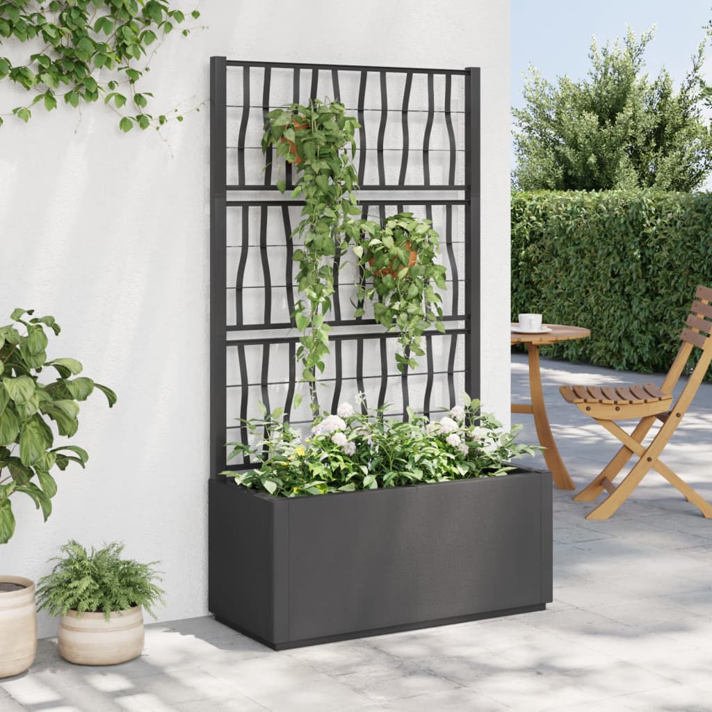 Vetonek Jardinera con enrejado PP gris oscuro 80x36x140 cm