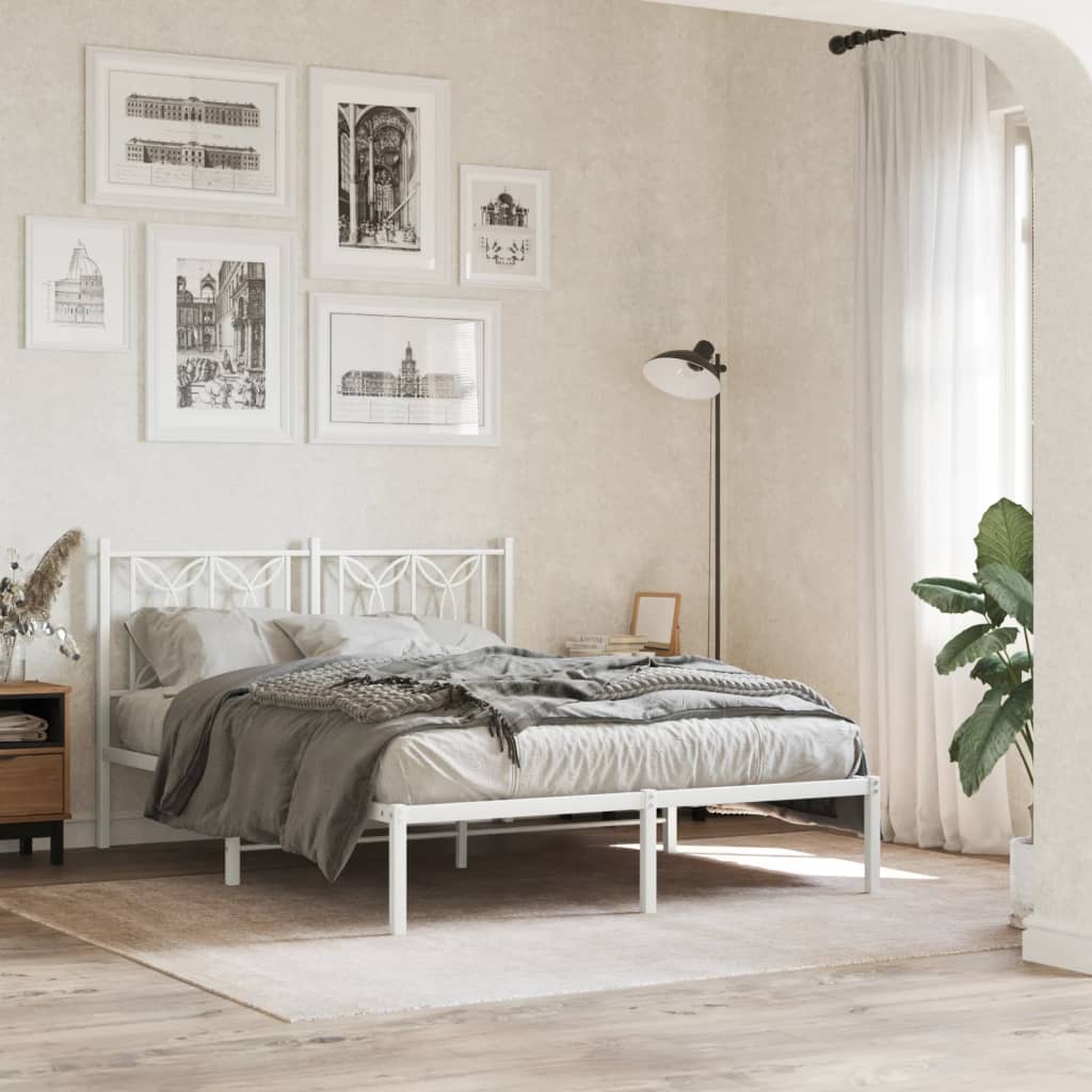 Vetonek Estructura cama sin colchón con cabecero metal blanco 135x190cm