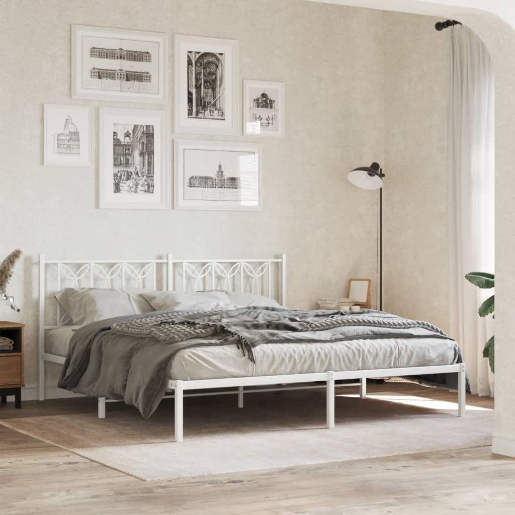 Vetonek Estructura cama sin colchón con cabecero metal blanco 183x213cm