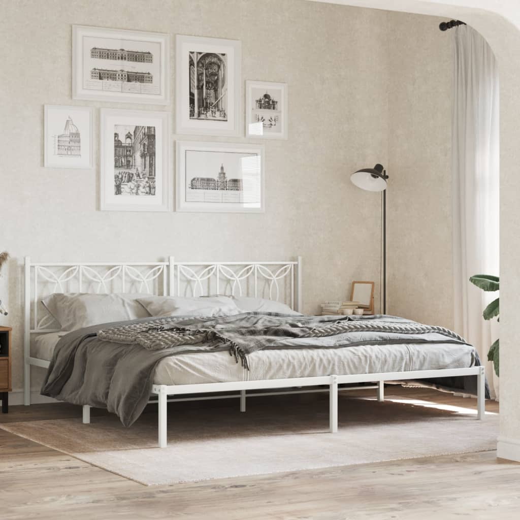 Vetonek Estructura cama sin colchón con cabecero metal blanco 193x203cm